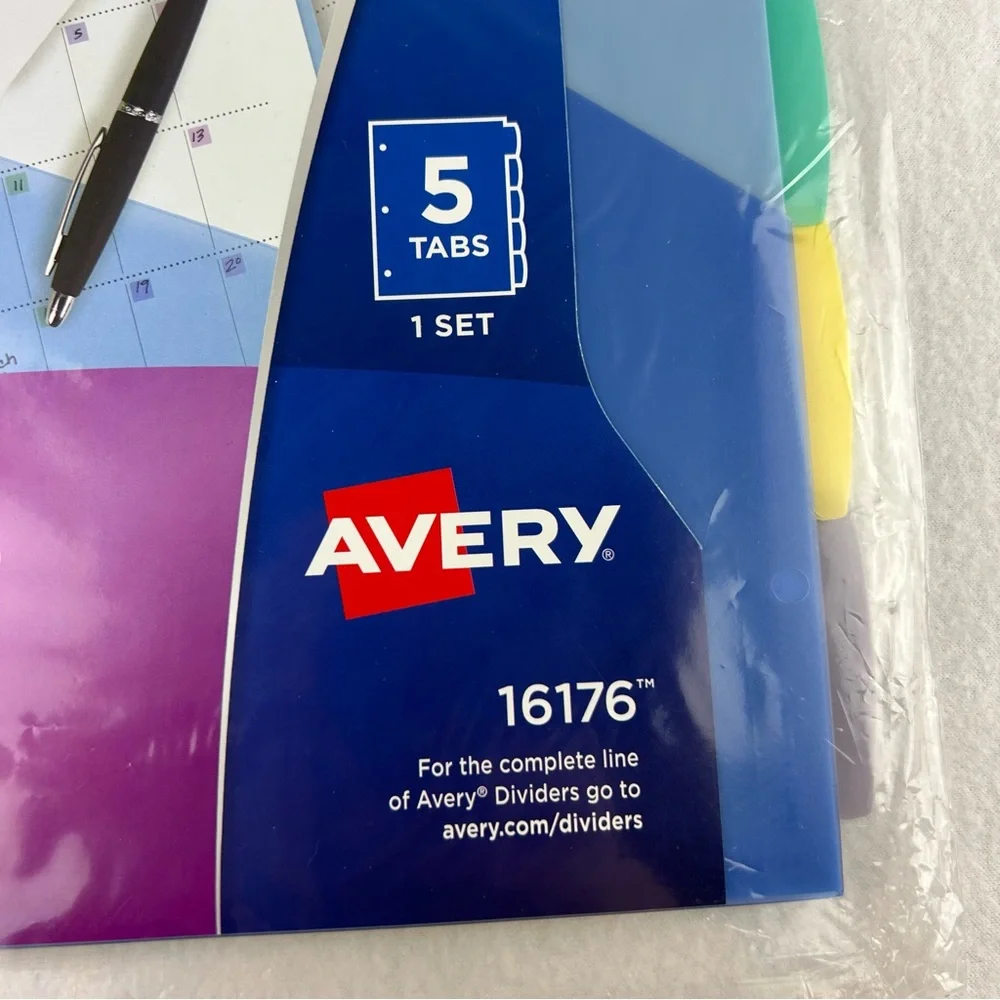 Avery 5 Tab Write & Erase Pocket Plastic Dividers 16176 Lot of 2